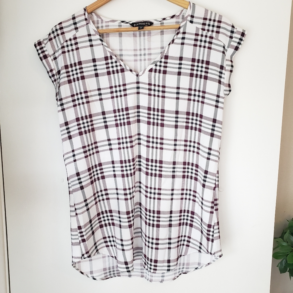 Express V-neck plaid shirt size XS